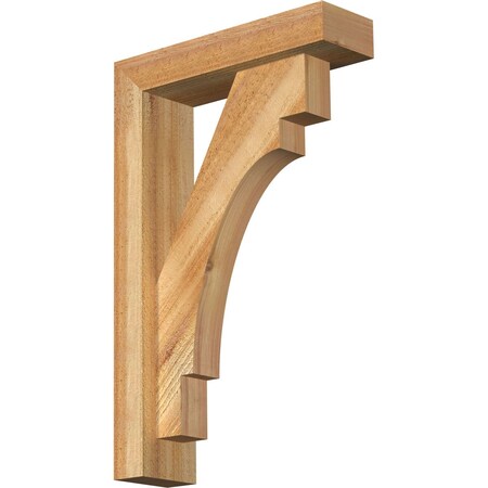 Ekena Millwork Merced Block Rough Sawn Bracket w/ Offset Brace, Western Red Cedar, 4"W x 14"D x 22"H BKT0402X14X22MRC05RWR